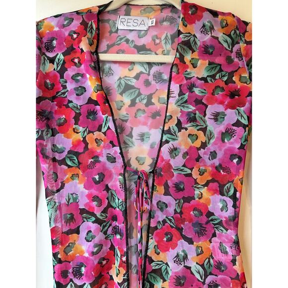 RESA Floral Tie Front Crop Top Long Sleeve Size XS - Picture 4 of 9